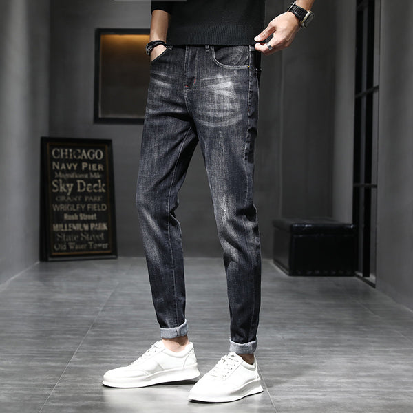 Pantalones Casuales Negros Slim Fit Cintura Pequeña para Hombre
