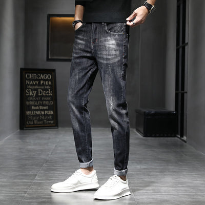 Pantalones Casuales Negros Slim Fit Cintura Pequeña para Hombre