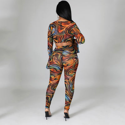 Blusa Elegante de Gasa Estampada con Manga Ajustada Efecto Reductor - Image 38