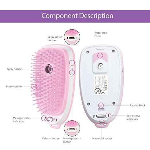 Peine Masajeador Eléctrico con Vapor - Antiestático y Batería Recargable - Image 12