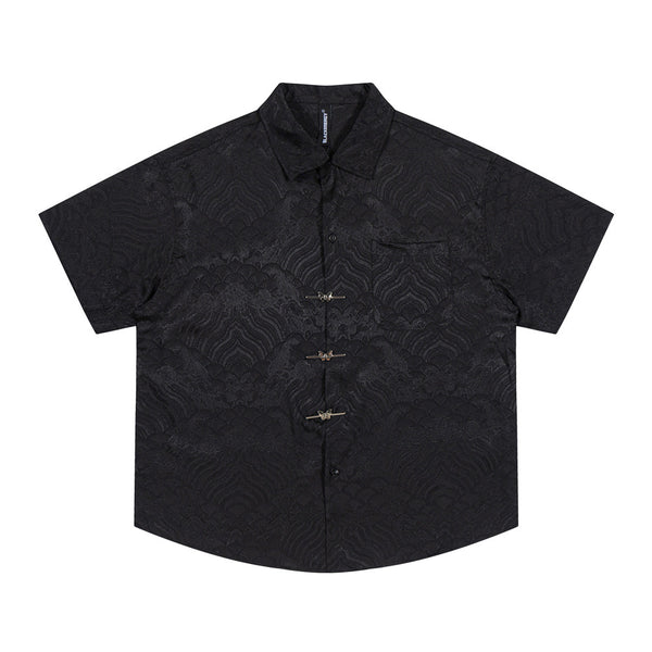 Camisa Manga Corta Jacquard Floral Tono Liso - Image 5