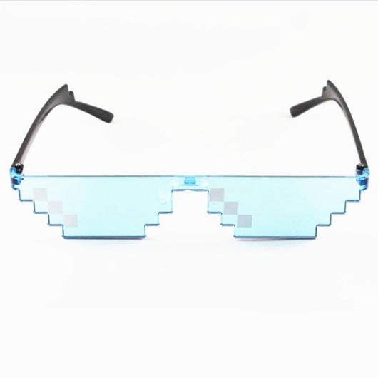 Red pixelated mosaic sunglasses with black arms and white pixel accents, ideal for anime cosplay or funny costumes. - Image 18