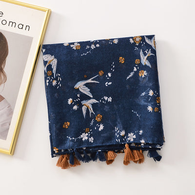 Foulard de Algodón y Lino con Borlas Decorativas - Diseño Coordinado - Image 3