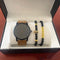 Large Dial Men's Casual Simple Scale Frosted Belt Quartz Watch Crown Bracelet Brown Belt Golden Balls Box