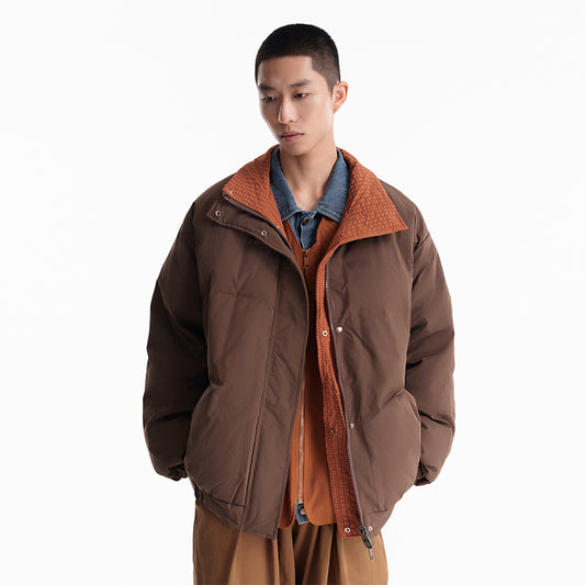 Chaqueta Térmica Reversible Cuadros con Cuello Alto y Plumón para Hombre