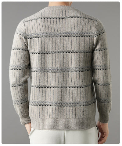 Suéter Grueso de Cuello Redondo para Hombre con Forro Polar y Textura de Visón Sintético - Image 39