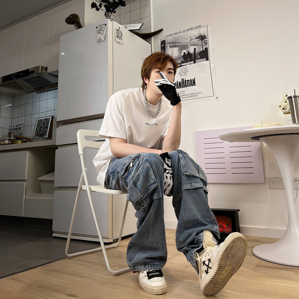 Jeans Hip Hop Desgastados con Flecos para Hombre