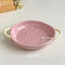 2025 New Ceramic Doble Handle Dish Bright Rosado