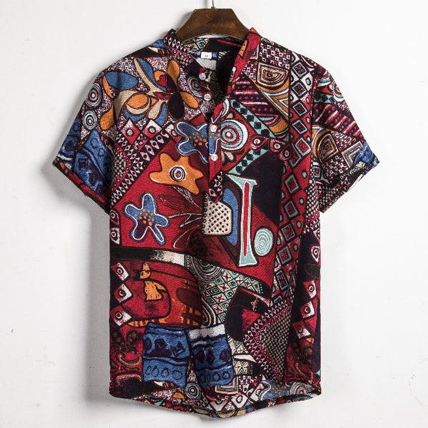 Camisa de Lino Manga Corta para Hombre