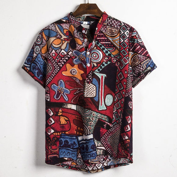Camisa de Lino Manga Corta para Hombre