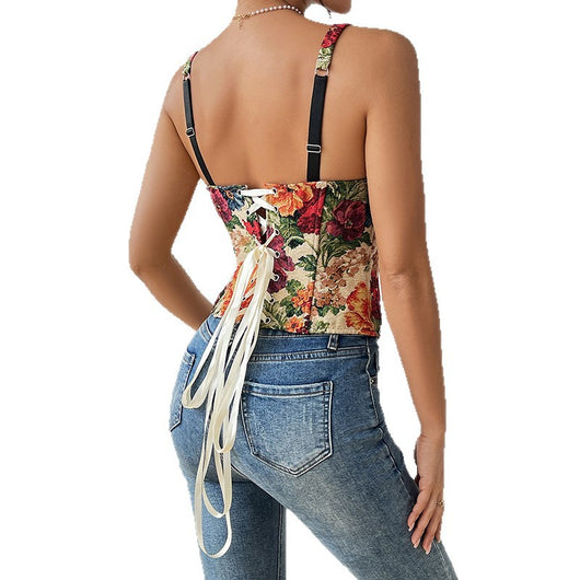 Musculosa Retro Floral con Tirantes Estilo Francés para Mujer - Image 5