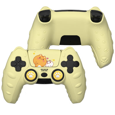 Light blue silicone protective case for PS5 controller with cute cat design and paw print details. - Image 11