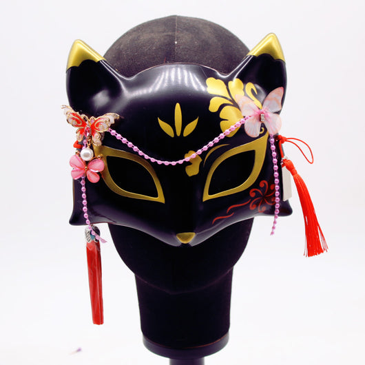 Máscara Zorro Japonesa Pintada a Mano Hefeng Media Cara - Image 6