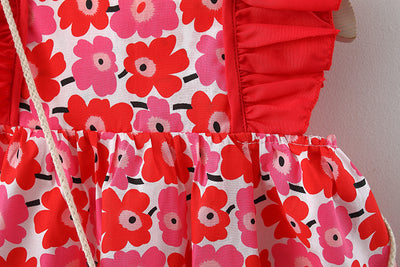 Vestido para Niña con Mangas Volantes + Bolsa Canasta de Bambú - Image 9