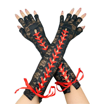 Guantes Femeninos de Encaje con Pantalla Táctil - Mitad Dedo - Image 6