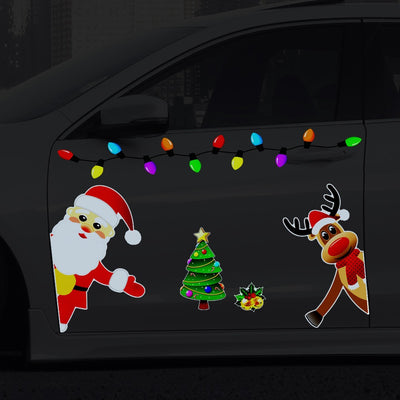Adorno Navideño Reflectante Magnético para Auto con Diseño de Reno
