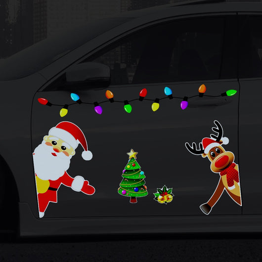 Adorno Navideño Reflectante Magnético para Auto con Diseño de Reno