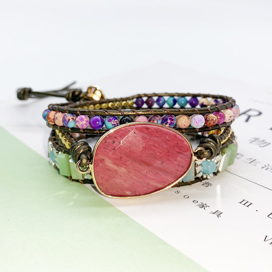 Pulsera Artesanal para Mujer en Piedra Natural Tejida a Mano - Image 7