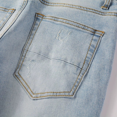 Jeans Ajustados para Hombre con Parches Diamante Claro y Detalles Perforados - Image 16