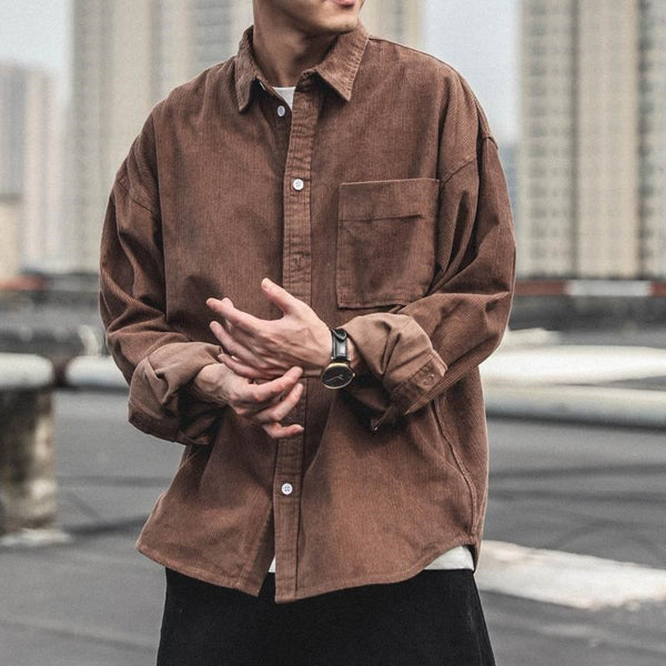 Camisa de Pana Estilo Retro Americano para Hombre
