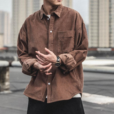 Camisa de Pana Estilo Retro Americano para Hombre