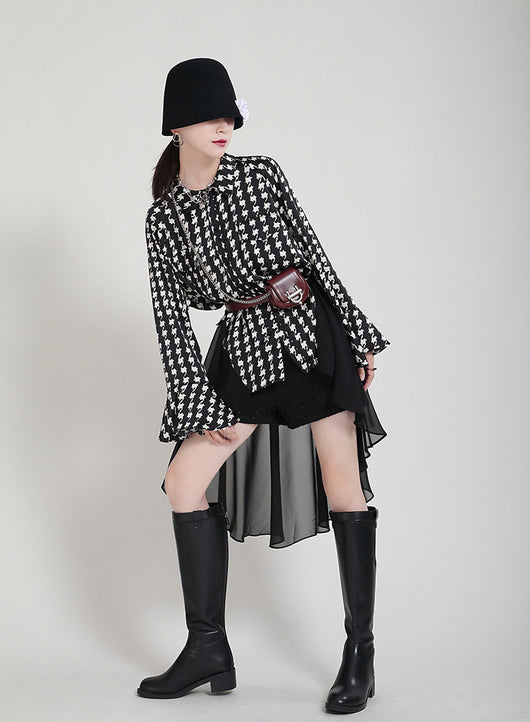 Vestido Camisero Estampado con Mangas Acampanadas Efecto Dos Piezas - Image 20