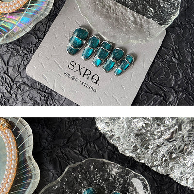Uñas Postizas Diseño Gato Ojos de Gato Cielo Estrellado Azul con Removedor UV - Image 16