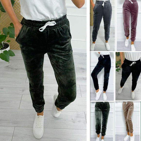 Pantalones Jogger de Terciopelo Estilo Coreano con Cintura Elástica para Mujer