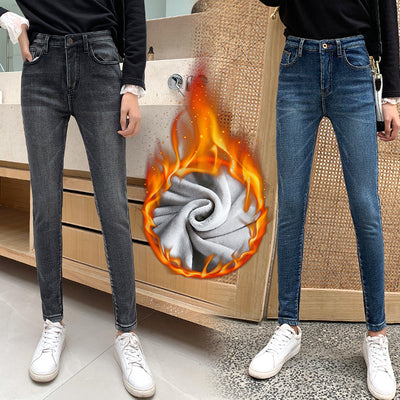 Pantalones Skinny Retro Azul con Pies de Polar - Image 7