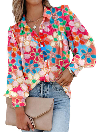 Blusa Elegante de Mangas Abullonadas Multicolor Estilo Europeo - Image 2