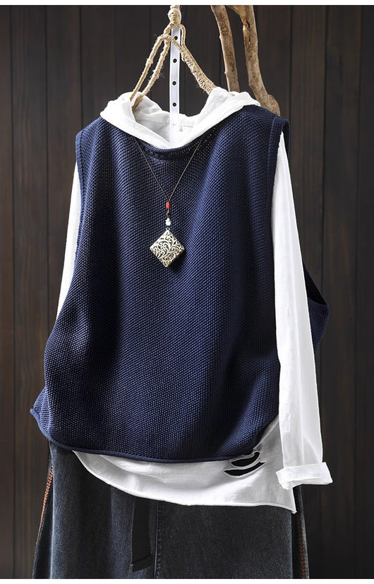 Chaleco Tejido de Algodón con Cuello Redondo Estilo Retro - Image 21