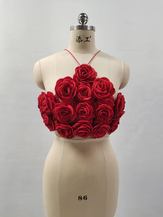 Top Halter Tejido con Rosas 3D y Tirantes Ajustables - Image 16
