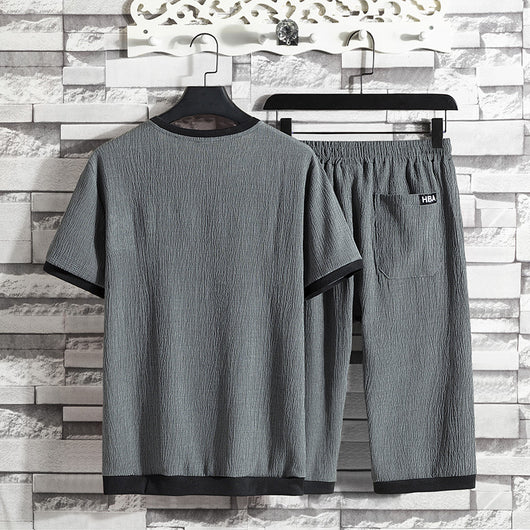 Conjunto de Camiseta Ice Silk para Hombre - Estilo Casual Holgado - Image 4