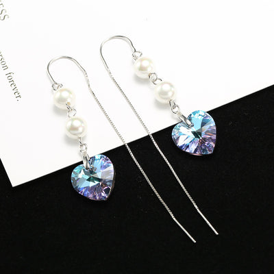 Aretes de Moda Femenina con Perlas de Cristal en Forma de Corazón - Image 4