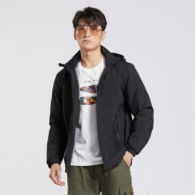 Lavender windproof sports jacket with a hood, full zipper, and fleece lining, shown on a hanger. - Image 6