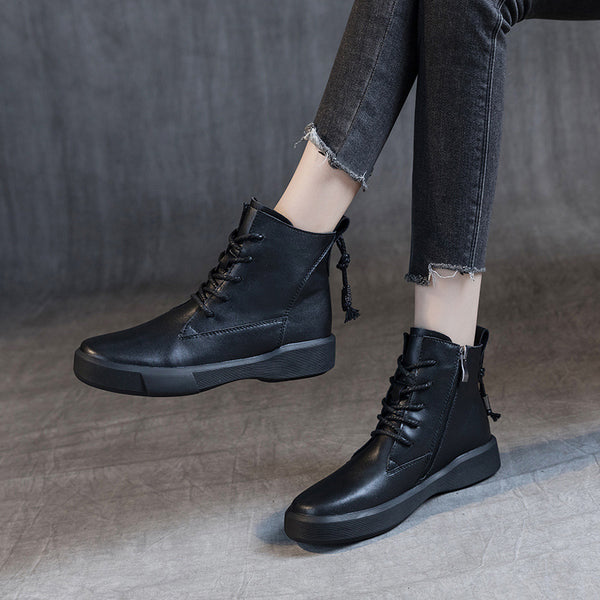 Bota Martin Plana Retro para Mujer - Estilo Clásico Estudiante