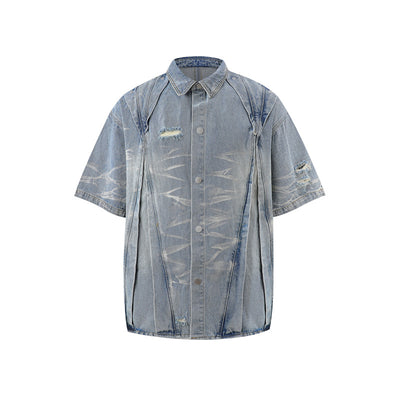 Conjunto de Camisa Vaquera Workwear Desgastada con Estilo Urbano - Image 29