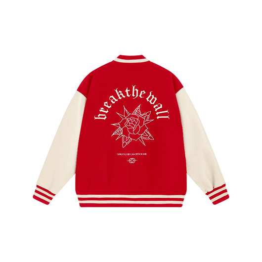Chaqueta Suelta Unisex con Patchwork y Bordado de Rosas - Image 9