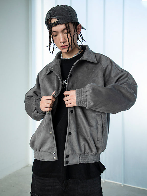 Chaqueta de Béisbol Suede Desgastada para Hombre
