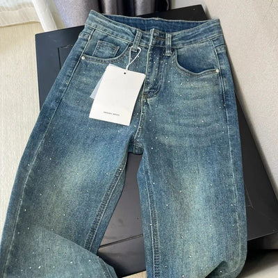 Pantalones Skinny Retro Azul para Mujer