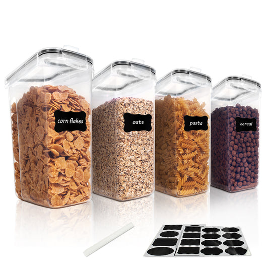 Juego de 4 Contenedores Herméticos para Cereales y Alimentos 4L