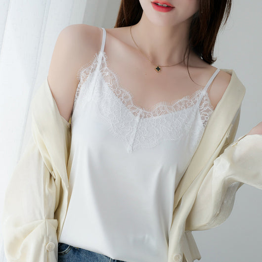 Camisola de Encaje para Pestañas en Seda Satinada para Mujer - Image 6