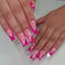 Uñas Postizas Rosa Rojo Acabado Profesional Forma Rectangular Mediana