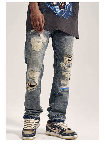 Jeans Rectos Havoc Blue Line Efecto Desgastado para Hombre - Image 8