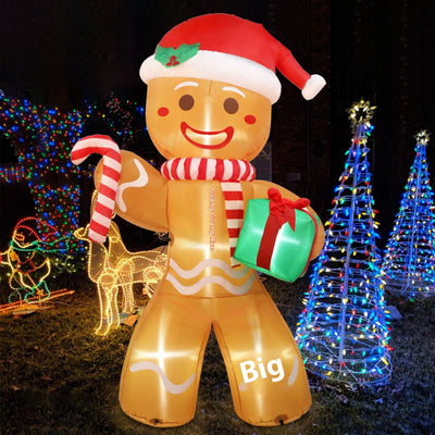 Muñeco Inflable Navideño de Jengibre con Luz LED para Exterior - Image 4