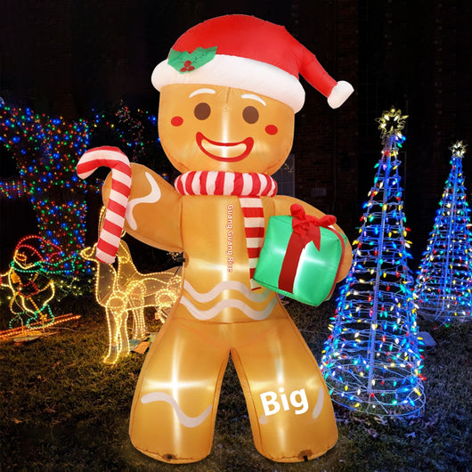 Muñeco Inflable Navideño de Jengibre con Luz LED para Exterior - Image 4
