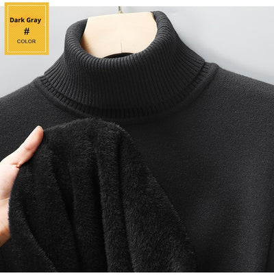 Suéter Cuello Alto Tejido Liso para Hombre con Detalles de Piel - Image 17