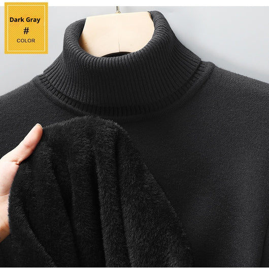 Suéter Cuello Alto Tejido Liso para Hombre con Detalles de Piel - Image 17