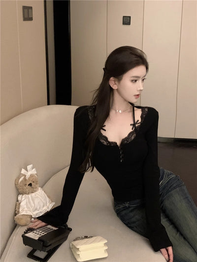 Blusa Térmica Estilo Deseo con Efecto Dos Piezas y Encaje - Image 17