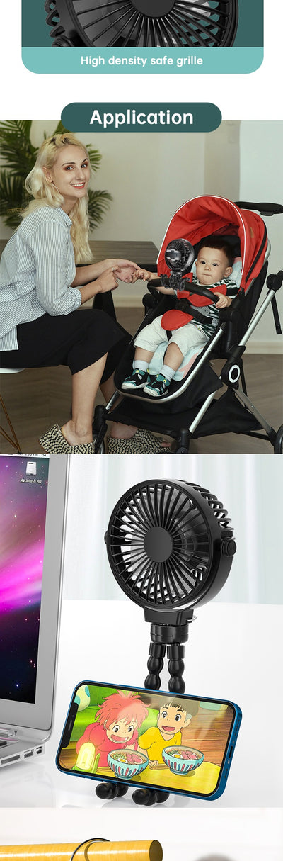 Ventilador Portátil Recargable USB con Soporte Flexible - 3 Velocidades - Image 10